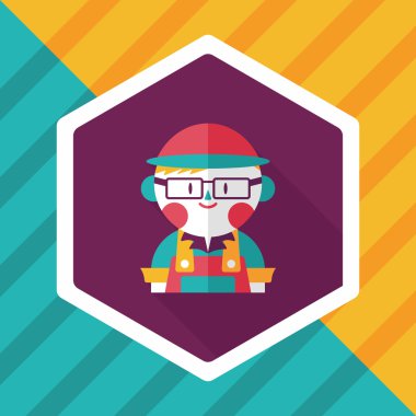 Kahve Dükkanı katip düz simgesi ile uzun gölge, eps10