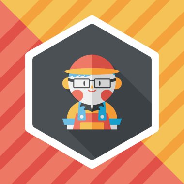 Kahve Dükkanı katip düz simgesi ile uzun gölge, eps10