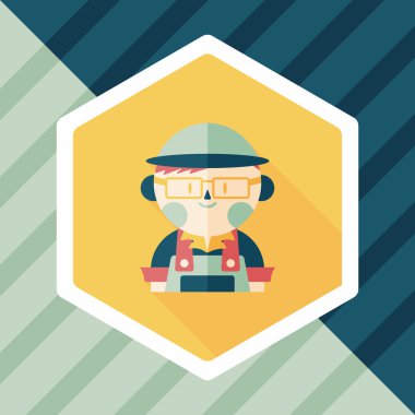 Kahve Dükkanı katip düz simgesi ile uzun gölge, eps10