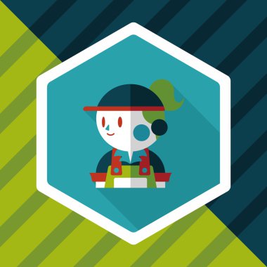 Kahve Dükkanı katip düz simgesi ile uzun gölge, eps10