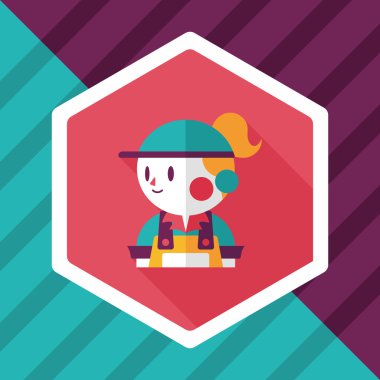 Kahve Dükkanı katip düz simgesi ile uzun gölge, eps10