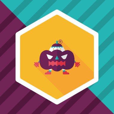 balkabağı kostümü düz simgesi ile uzun gölge, eps10