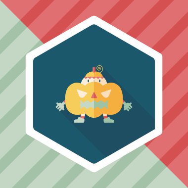 balkabağı kostümü düz simgesi ile uzun gölge, eps10