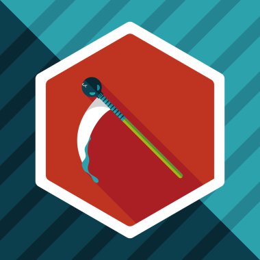 Cadılar Bayramı tırpan kostüm düz simgesiyle uzun gölge, eps10