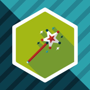 sihirli değnek düz simgesi ile uzun gölge, eps10