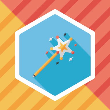 sihirli değnek düz simgesi ile uzun gölge, eps10