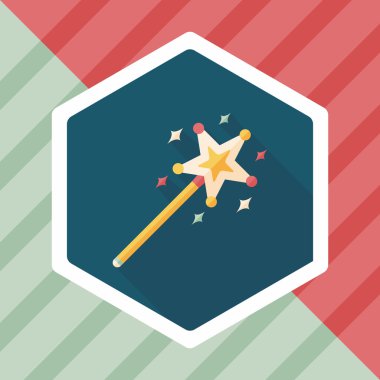 sihirli değnek düz simgesi ile uzun gölge, eps10