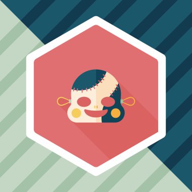 Cadılar Bayramı zombi düz simgesi ile uzun gölge, eps10