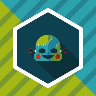 Cadılar Bayramı zombi düz simgesi ile uzun gölge, eps10