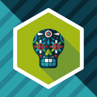 Uzun Gölge, eps10 ile dekorasyon kafatası düz simgesi