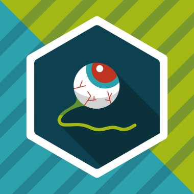 Cadılar Bayramı göz düz simgesi ile uzun gölge, eps10