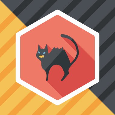 kötü kedi düz simgesi ile uzun gölge, eps10