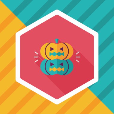 Balkabağı canavarı düz simgesi ile uzun gölge, eps10