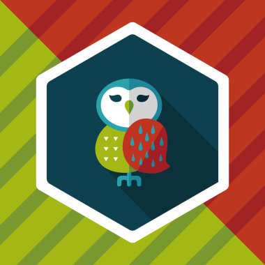 Cadılar Bayramı baykuş düz simgesi ile uzun gölge, eps10