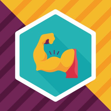 Muscle man plat pictogram met lange schaduw, eps10