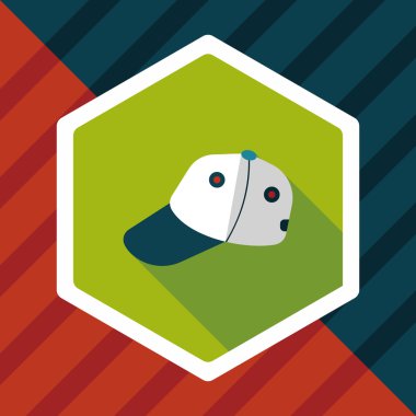 beyzbol kap düz simgesi ile uzun gölge, eps10