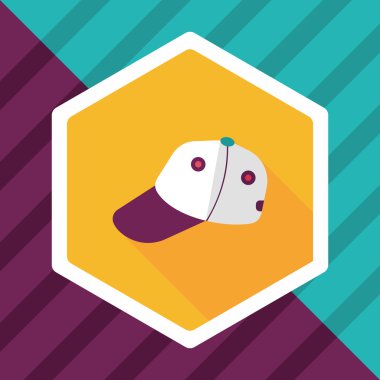 beyzbol kap düz simgesi ile uzun gölge, eps10