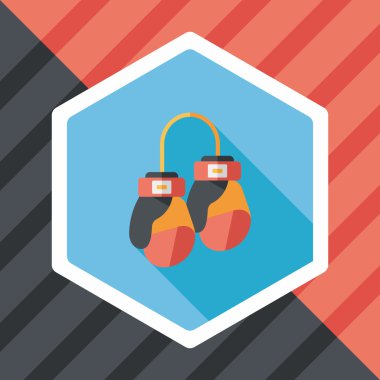 Boks eldivenleri düz simgesi ile uzun gölge, eps10