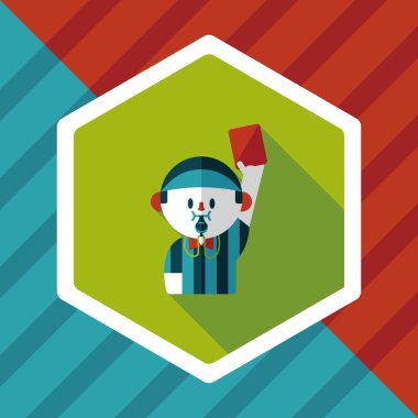 Futbol hakem düz simgesi ile uzun gölge, eps10