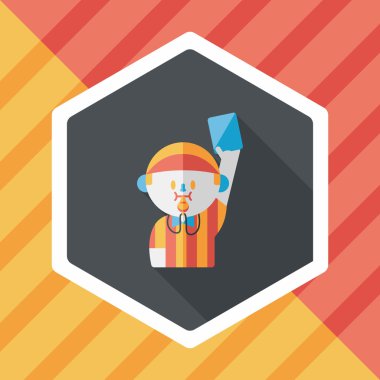 Futbol hakem düz simgesi ile uzun gölge, eps10