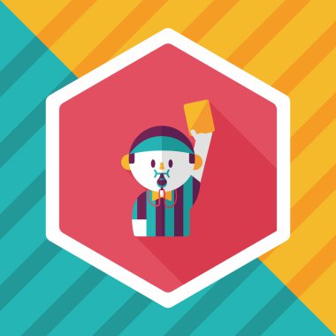 Futbol hakem düz simgesi ile uzun gölge, eps10