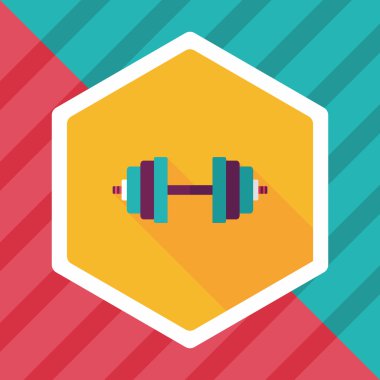 Dumbbell düz simgesi ile uzun gölge, eps10