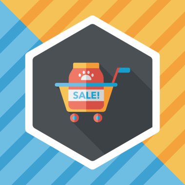 Evde beslenen hayvan Satılık düz simgesi uzun gölge, eps10 ile alışveriş