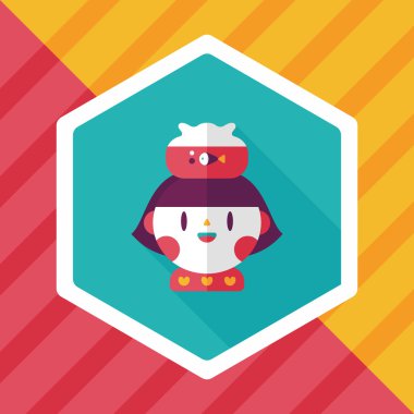 Evde beslenen hayvan balık ve kız arkadaşlık düz simgesi ile uzun gölge, eps10