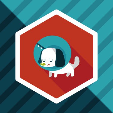 Evde beslenen hayvan Elizabethan yaka uzun gölge, eps10 düz simgesiyle