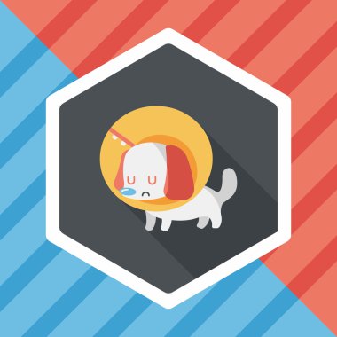 Evde beslenen hayvan Elizabethan yaka uzun gölge, eps10 düz simgesiyle