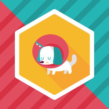 Evde beslenen hayvan Elizabethan yaka uzun gölge, eps10 düz simgesiyle