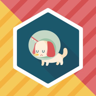 Evde beslenen hayvan Elizabethan yaka uzun gölge, eps10 düz simgesiyle