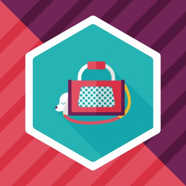 Evde beslenen hayvan köpek seyahat kafes düz simgesiyle uzun gölge, eps10