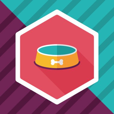 Uzun Gölge, eps10 ile evde beslenen hayvan köpek kase düz simgesi