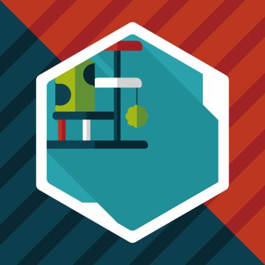 Evde beslenen hayvan kedi ağaç uzun gölge, eps10 düz simgesiyle