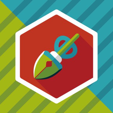 Evde beslenen hayvan köpek poo ekipman düz simgesi uzun gölge, eps10 ile al