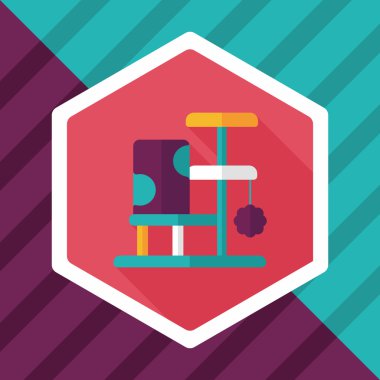 Evde beslenen hayvan kedi ağaç uzun gölge, eps10 düz simgesiyle