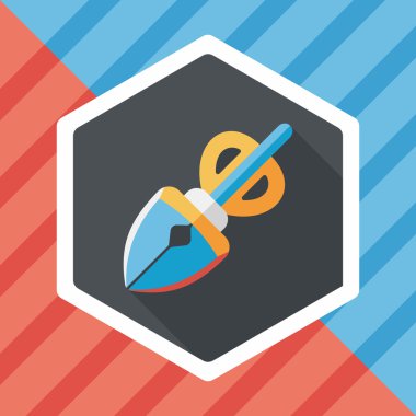 Evde beslenen hayvan köpek poo ekipman düz simgesi uzun gölge, eps10 ile al