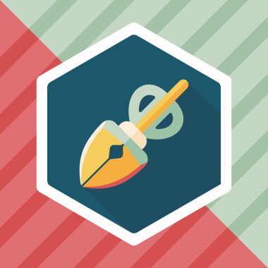 Evde beslenen hayvan köpek poo ekipman düz simgesi uzun gölge, eps10 ile al