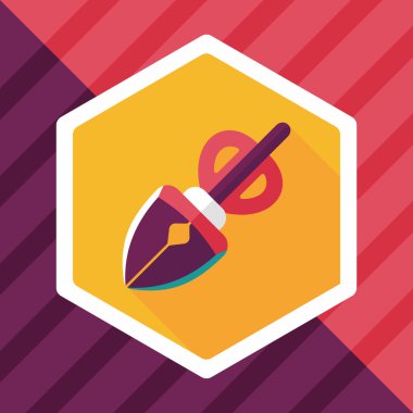 Evde beslenen hayvan köpek poo ekipman düz simgesi uzun gölge, eps10 ile al