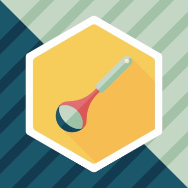 Uzun Gölge, eps10 ile mutfak eşyaları kaşık düz simgesi