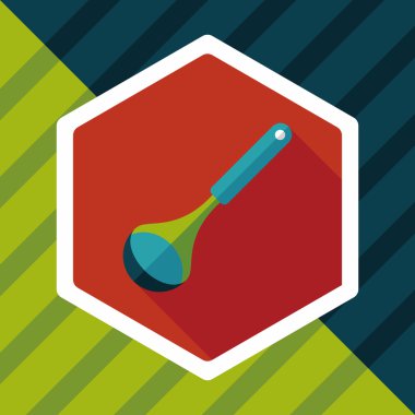 Uzun Gölge, eps10 ile mutfak eşyaları kaşık düz simgesi