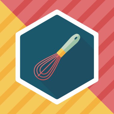 Uzun Gölge, eps10 ile mutfak eşyaları çırpıcı düz simgesi