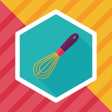 Uzun Gölge, eps10 ile mutfak eşyaları çırpıcı düz simgesi