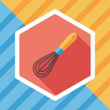 Uzun Gölge, eps10 ile mutfak eşyaları çırpıcı düz simgesi