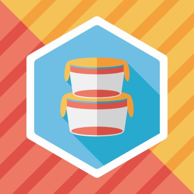 kapsayıcı düz simgesi uzun gölge, eps1 ile koruma mutfak eşyaları