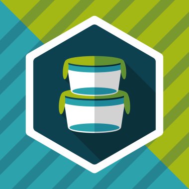 kapsayıcı düz simgesi uzun gölge, eps1 ile koruma mutfak eşyaları