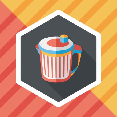 Uzun Gölge, eps10 ile mutfak eşyaları çöp düz simgesi