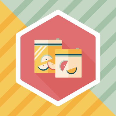 mutfak eşyaları fermuar çanta uzun gölge, eps10 simgesiyle düz