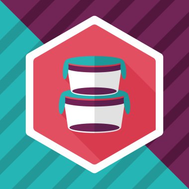 kapsayıcı düz simgesi uzun gölge, eps1 ile koruma mutfak eşyaları